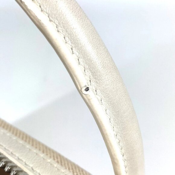 HERMES Porochon Mademoiselle Hand Bag Toile H / Leather Beige/White - Picture 7 of 12